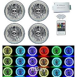 5-3/4 RF RGB SMD Multi-Color Change Halo Angel Eye Shift H4 LED Headlights Set
