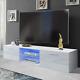 63 White Modern Tv Unit Cabinet Tv Stand Matt Body & High Gloss Door Led Light
