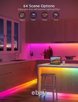 65.6ft RGBIC Color Changing LED Strip Lights Via Bluetooth Bedroom Party Design