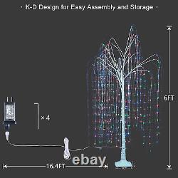 6FT 288L Lighted Willow Tree LED Tree Color Changing Artificial Lighted White Mu