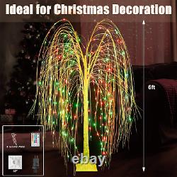 6FT Lighted LED Willow Tree Outdoor Christmas Decor, Colors Changing Light up We