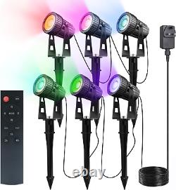 6Pcs Garden Spike Lights, IP65 Waterproof LED Rgb+Warm White Color Changing COB