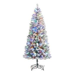 6.5 ft Pre-Lit G50 Color-Changing LED Trinity Flocked Artificial Christmas Tree