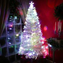 6/7ft White Fibre Optic Xmas Tree +Colour Changing LED+ MultiFunction Controller
