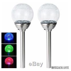 6 x Solar Power Colour Changing Crackle Glass Ball Lights