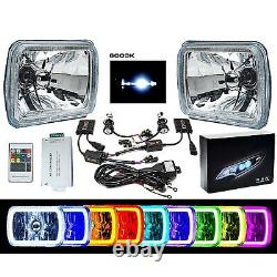7X6 Color Change RGB SMD LED Halo Angel Eye Headlight 6000K HID Light Bulb Pair