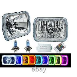 7X6 Color Change RGB SMD LED Halo Angel Eye Headlight Halogen Light Bulb Pair