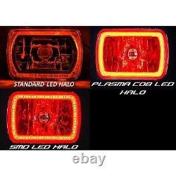 7X6 Color Change RGB SMD LED Halo Angel Eye Headlight Halogen Light Bulb Pair
