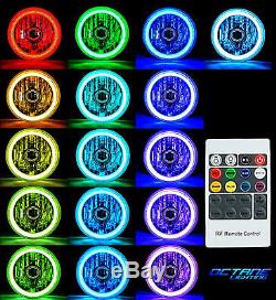 7 Multi-Color White Red Blue Green RGB SMD LED Halo Angel Eye 6K HID Headlights