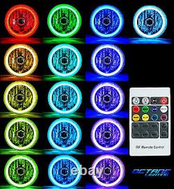 7 RGB SMD LED Multi-Color White Red Blue Green Halo Angel Eye Headlights Pair