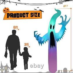 8FT Halloween Inflatables Ghost Outdoor Decoration, Color Changing LED