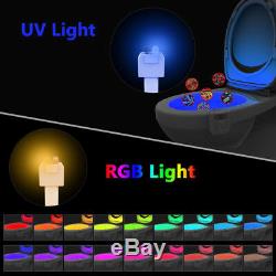 8/16 Colors LED Toilet Bathroom Night Lights UV Ultraviolet Light Disinfection