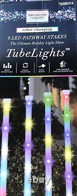 8 Gemmy Orchestra of Lights Color-Changing LED Tube Light Pathway Lights