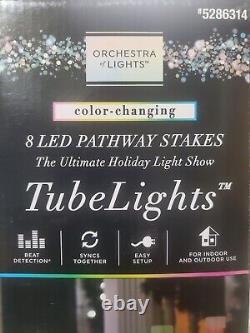 8 Gemmy Orchestra of Lights Color-Changing LED Tube Light Pathway Lights New
