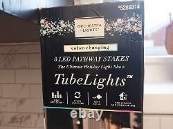 8 Gemmy Orchestra of Lights Color-Changing LED Tube Light Pathway Lights nib