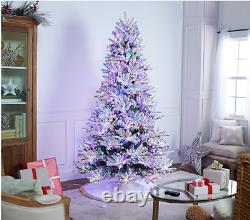 8ft Santas Best Snowflock Majestic Christmas Tree Colour Change Led Lights R/c