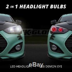 9004 Dual Function LED Headlight Bulbs + Color Changing Demon Eye Smartphone App
