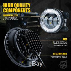 90W CREE LED 7 Headlights Fog Light Combo With Bluetooth RGB Halo Jeep Wrangler