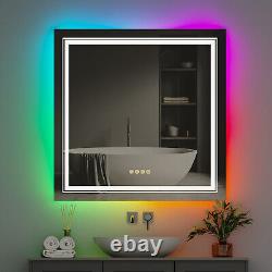 Beautiful RGB Changing Lights Bathroom Mirror Anti Fog Beauty Salon Wall Mirror