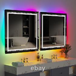 Beautiful RGB Changing Lights Bathroom Mirror Anti Fog Beauty Salon Wall Mirror