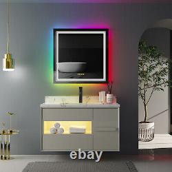 Beautiful RGB Changing Lights Bathroom Mirror Anti Fog Beauty Salon Wall Mirror