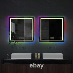 Beautiful RGB Changing Lights Bathroom Mirror Anti Fog Beauty Salon Wall Mirror