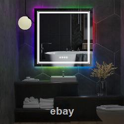 Beautiful RGB Changing Lights Bathroom Mirror Anti Fog Beauty Salon Wall Mirror