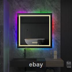 Beautiful RGB Changing Lights Bathroom Mirror Anti Fog Beauty Salon Wall Mirror