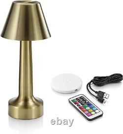 Brass Aluminium Rechargeable Remote-Controlled Colour Changing Dimmable LED Tabl