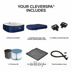 Cleverspa Belize 6 Person With LED Lightshow Hot Tub, NEW. Lazy Spa Lay Z Spa