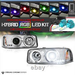 Color Changing LED Low Beam Pair Left+Right GMC Sierra Pickup Halo Headlights