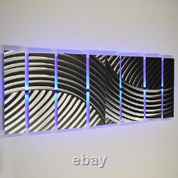 Color Changing LED Modern Abstract Metal Wall Art Sculpture Painting Decor RGB