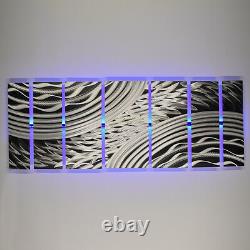 Color Changing LED Modern Abstract Metal Wall Art Sculpture Painting Decor RGB