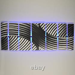 Color Changing LED Modern Abstract Metal Wall Art Sculpture Painting Decor RGB