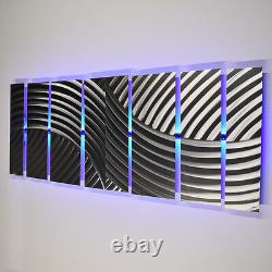 Color Changing LED Modern Abstract Metal Wall Art Sculpture Painting Decor RGB