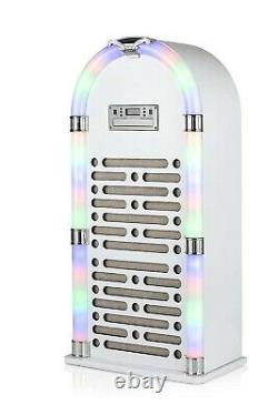 Colour Changing LED Light Bluetooth CD Jukebox with FM Radio Gloss White