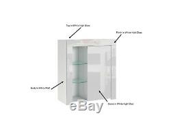Compact White Gloss Bookcase Display Cabinet 1 Door Glass Shelves Blue LED Lily