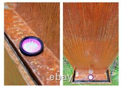 Corten Steel Water Wall Feature Fountain Colour Changing LEDs Vertical H120cm