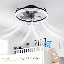 Crystal Dimmiable Fan Light 6-Speed Ceiling Fan Lighting withAPP&Remote Control