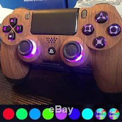 Custom PlayStation 4 Controller LED color changing buttons Wood PS4
