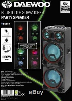 Daewoo 400W Bluetooth Subwoofer Party Color RGB Changing LED Light Bass+ Speaker