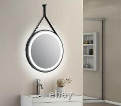 Delilah orca round led bathroom mirror hook and loop hanging colour change, demi