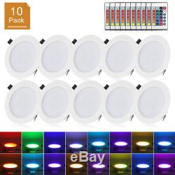 Dimmable RGB Recessed LED Panel Lamp 10W Ceiling Down Light Bulb with IR Remote