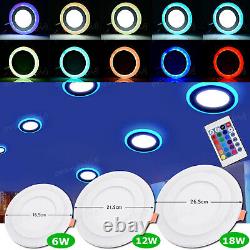 Dual Colors Slim Recessed RGB LED Flat Panel Ceiling Light Downlight Spotlights