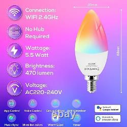 E14 5.5W Smart WiFi LED Light Bulbs RGB/CWithWW Dimmable Spotlight for Alexa