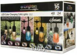 Enbrighten 37790 Durable Acrylic Color-Changing LED Cafe String Lights 48 ft
