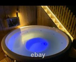 External Wooden Fibreglass Hot tub with 316ANSI external heater Jacuzzi + LED