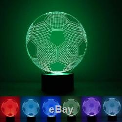 Football LED 3D Illuminated Table Light Desk Micro USB Lamp Night 7 Color Change