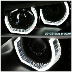 For 06-08 Bmw E90 3-series Black Led 3d Rgb Color Change Angel Eyes Headlight