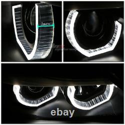 For 06-08 Bmw E90 3-series Black Led 3d Rgb Color Change Angel Eyes Headlight